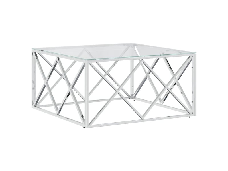  Table basse | table d'appoint salon 80x80x40 cm acier inoxydable et verre shl1126  - Conforama A