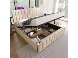 Lit 2 places 140x200 cm <strong></strong>  <strong></strong> coloris beige