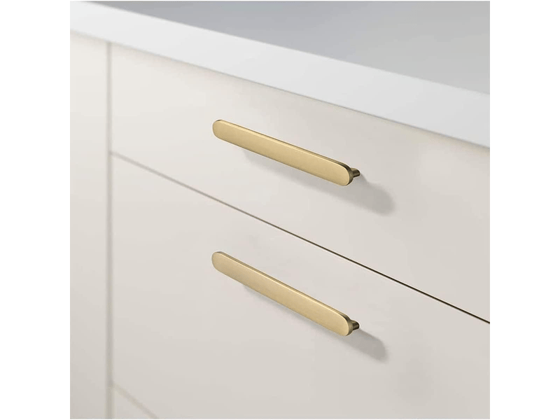  Ensemble de 6 tirants dorés pour armoire de cuisine, laiton brossé, distance entre les centres de 96 mm  - Conforama E