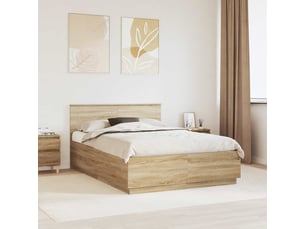 Lit adulte, lit double, cadre de lit chêne sonoma 140x200cm bois d'ingénierie cf6205