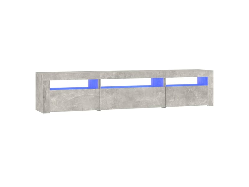  Meuble tv - banc tv - meuble de rangement avec lumières led gris béton 195x35x40 cm  - Conforama A