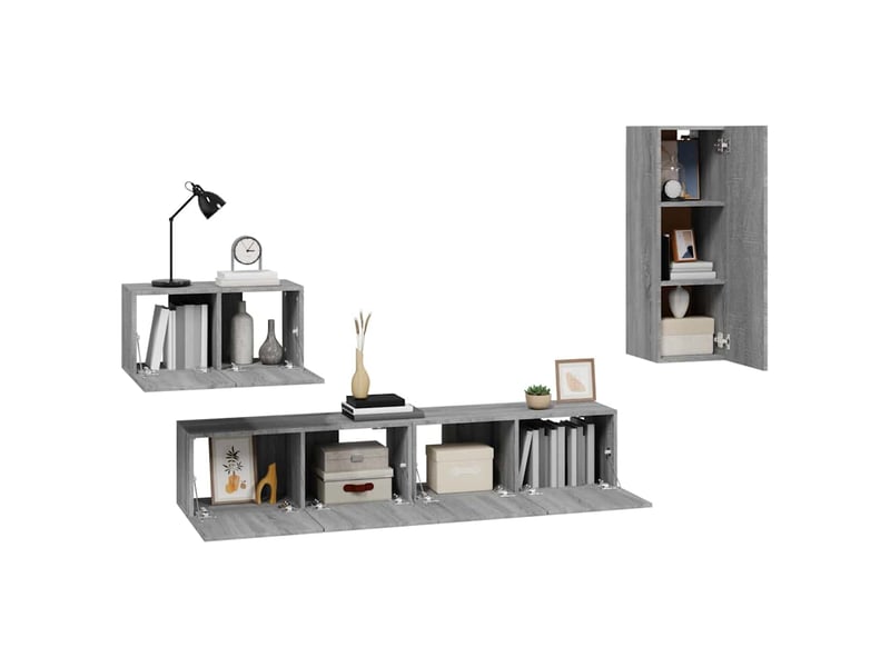  Ensemble de meubles tv 4 pcs sonoma gris bois d'ingénierie shl79405  - Conforama D
