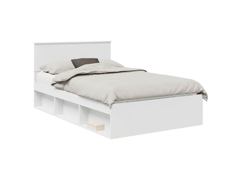  Lit double- lit adulte -  cadre de lit avec tête de lit blanc 120 x 190 cm pin massif  - Conforama A