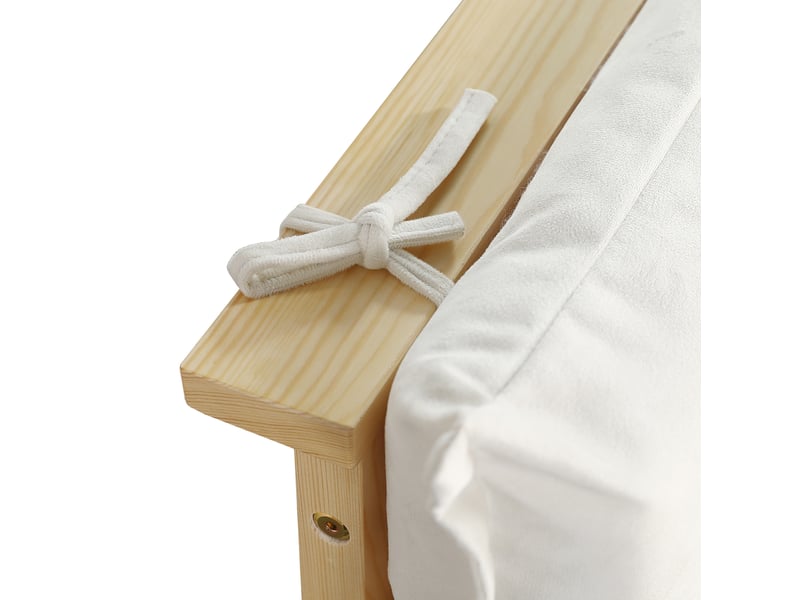  Lit enfant 90x200 cm en bois avec tête de lit rembourrée coloris naturel  - Conforama R
