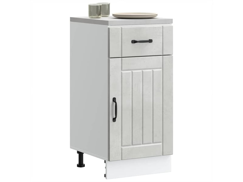 Meuble de rangement, armoire de cuisine lucca gris béton bois ingénierie shl5976 - Conforama C