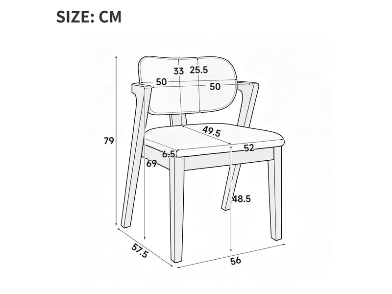  Lot de 2 chaises de salle à manger 56x57,5x79 cm, accoudoirs, bois d'hévéa et lin, noyer et beige avoine  - Conforama C