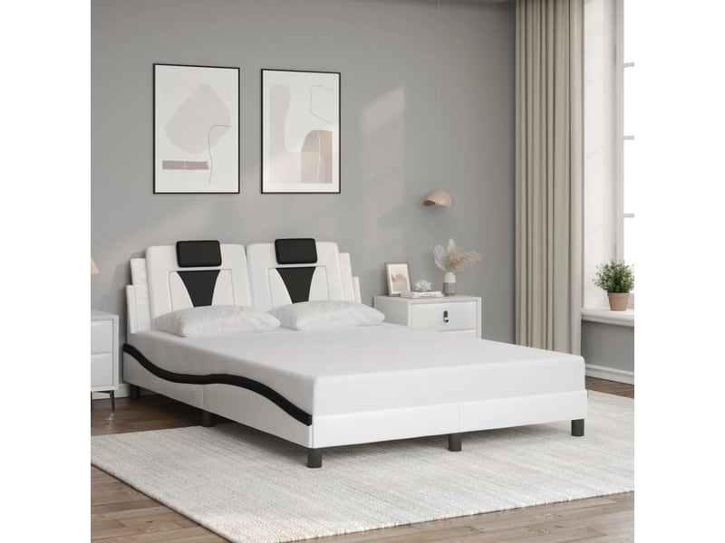 Lit double- lit adulte - cadre de lit viana avec led sans matelas blanc et noir 140x190 cm - Conforama C