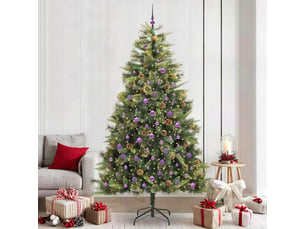 Sapin de noël artificiel, arbre de noël avec branches pliables et cônes 240 cm shl8257