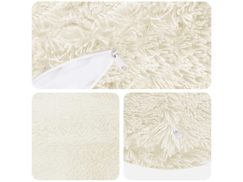  Lot de 2 coussins avec oreiller, coussins décoratifs heerlen blanc fleece pv cf50405  - Conforama E