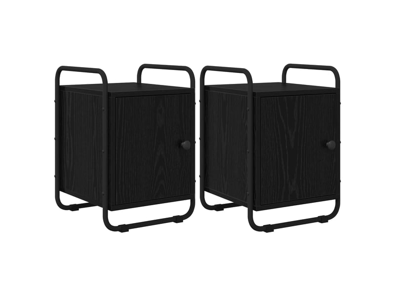  Table de chevet - cabinet de chevet - table de nuit 2 pc chêne noir bois d'ingénierie  - Conforama A