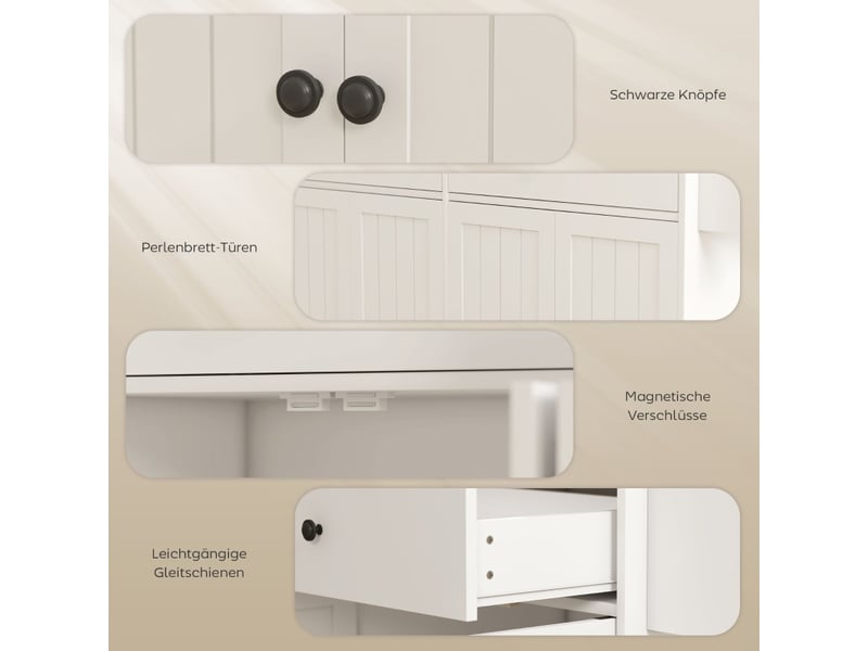 Îlot cuisine mobile mdf blanc 2 tiroirs 2 placards range-épices porte-serviettes porte-couteaux - Conforama E