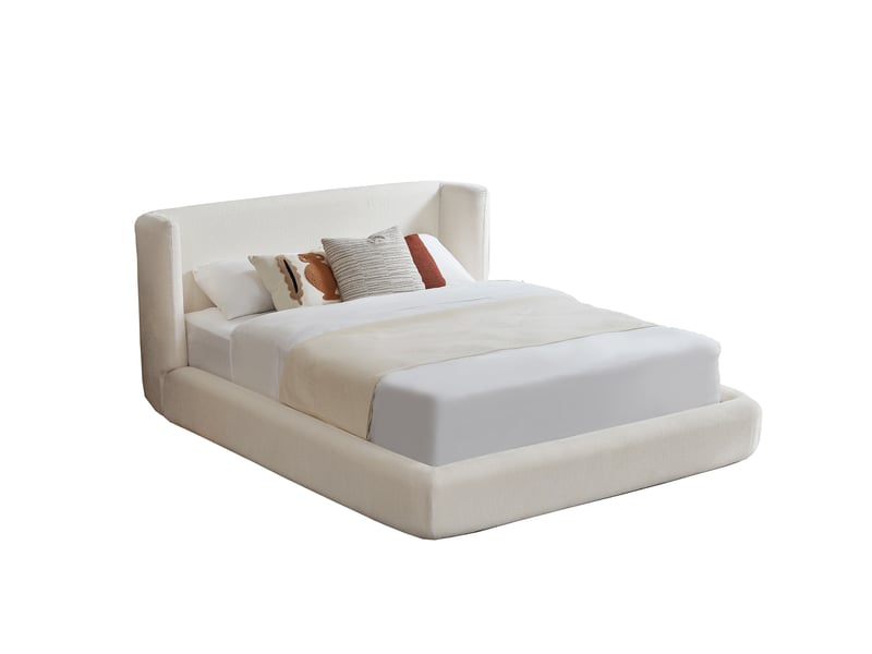  Lit 2 places 160x200 cm, lit comprimé, cadre acier renforcé, tête de lit rembourrée, sans matelas  - Conforama A
