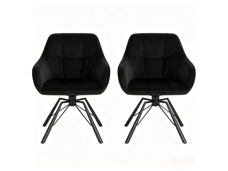  Chaise de salle à manger pivotante 360° 57x50x82,5cm, noir, métal, accoudoirs, lot de 2  - Conforama A