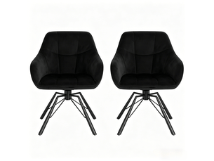 Chaise de salle à manger pivotante 360° 57x50x82,5cm, noir, métal, accoudoirs, lot de 2