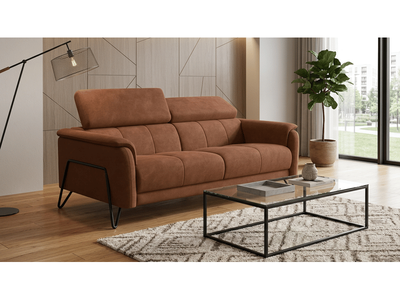 Canapé 3 places roden, tissu velours marron RODEN - Conforama B