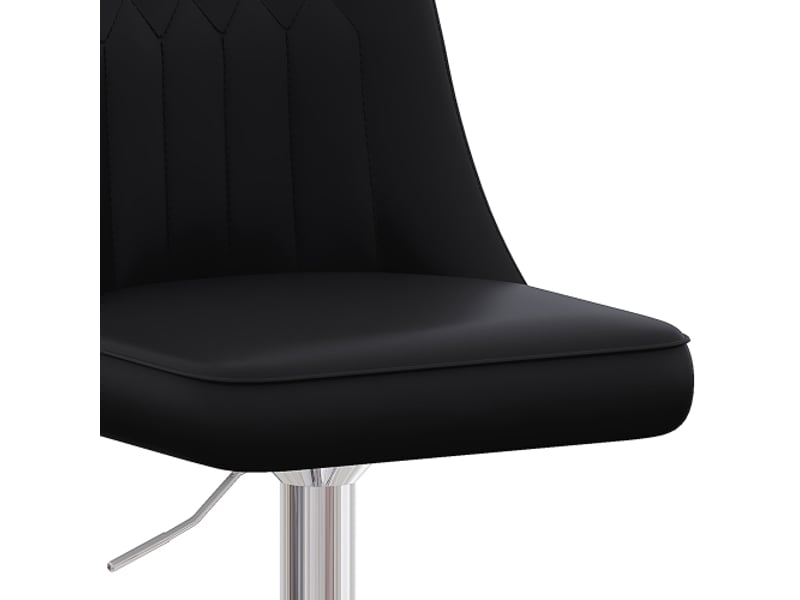  Lot de 2 tabourets de bar réglables 360°, dossier capitonné noir pu cuir, pieds métal argenté – idéal îlot de cuisine  - Conforama E