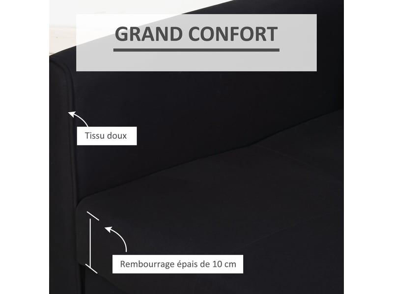 Canapé-lit 2 places convertible 2 en 1 avec 2 coussins et coffre de rangement intégré 152 x 101 x 81 cm gris foncé - Conforama R