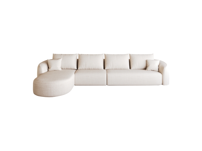  Canapé d'angle tcqpz 336 x 168 cm 5 places modulaire compressé sans montage tissu chenille blanc  - Conforama A