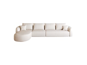 Canapé d'angle tcqpz 336 x 168 cm 5 places modulaire compressé sans montage tissu chenille blanc