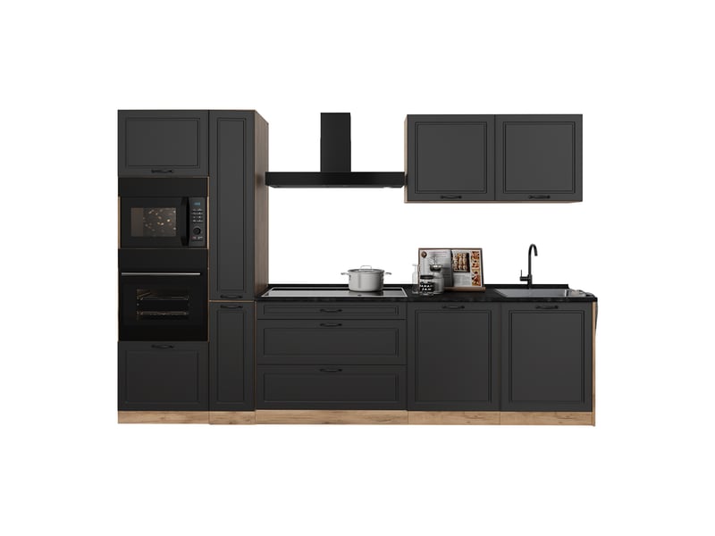  Vicco cuisine, anthracite campagnechêne doré, 310cm plan de travail anthracite  - Conforama E