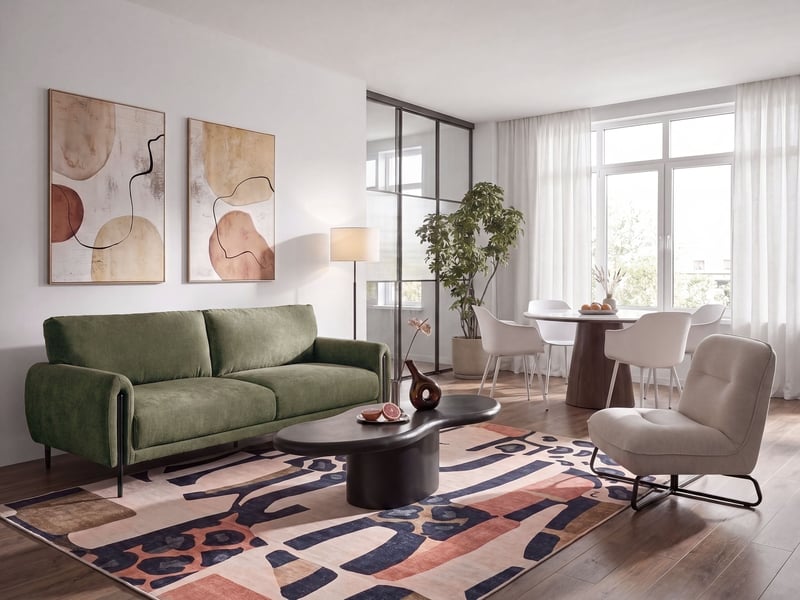  Canapé 3 places skaro tissu chenille vert  - Conforama B