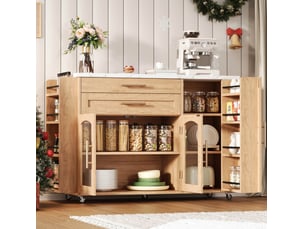 Îlot de cuisine mobile 138x70x90 cm naturel avec plateau rabattable