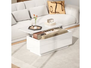 Table basse rectangulaire coloris blanc <strong>WISHDOR</strong> <strong></strong> - 48 cmx102 cm