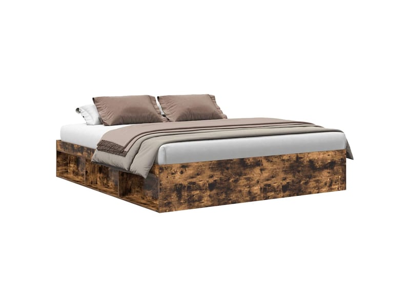  Lit double- lit adulte -  cadre de lit sans matelas chêne fumé 200x200 cm  - Conforama A