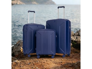 Lot de 3 valises rigides,202428 pouces,avec serrure,polypropylène,bleu