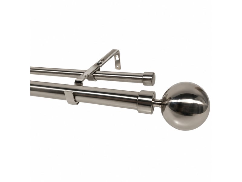  Kit double tringle à rideaux extensible embouts boule d28-19mm 200-370cm  - Conforama B