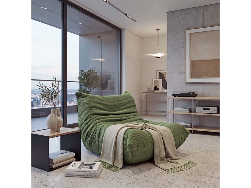  Fauteuil hwc-r34, fauteuil lounge, fauteuil relax, fauteuil rembourré, fauteuil de cocktail, tissutextile en velours (300 gm²) - vert  - Conforama B