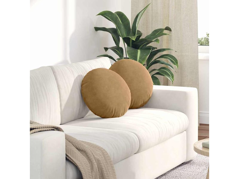  Lot de 2 coussins de siège, coussins décoratifs marron ø 40 x 13 cm velours cf59934  - Conforama B