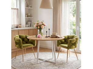Lot de 2 fauteuils d’appoint modernes en velours vert olive avec accoudoirs et pieds en métal doré