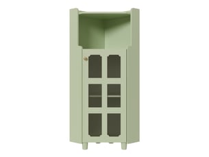 Meuble d'angle avec led - 63.5x124cm - armoire de coin autoportante avec porte en verre flûté et rangement en bois mdf - vert