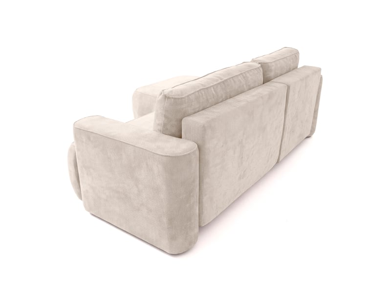  Canapé d'angle moon mini avec fonction couchage, tissu flow, gauche, crème (04)  - Conforama C