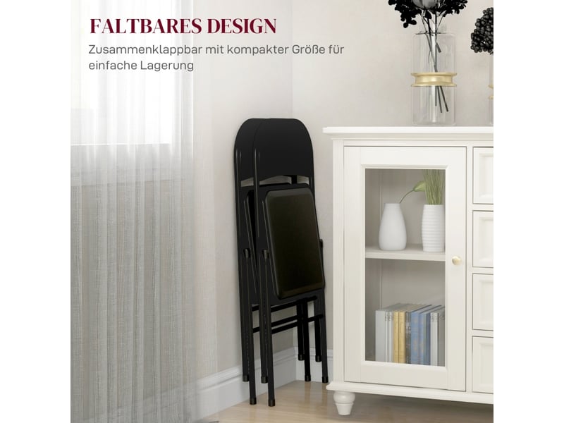  Chaise pliante lot de 2 avec assise rembourrée - lpospi - pieds en métal, bureauaccueil - simili cuir noir  - Conforama E