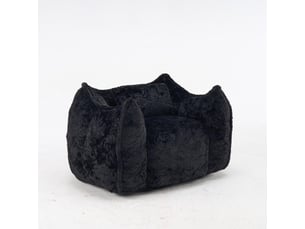 Pouf géant avec coussin en fausse fourrure noir