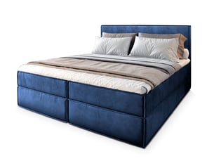 Lit avec rangement 180x200 cm <strong>MASSENO</strong> <strong></strong> coloris bleu