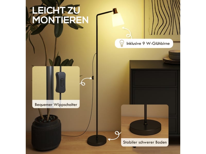  Lampadaire led,45x21x148 cm,meulva,abat-jour orientable à 350°,plastique,noir  - Conforama E