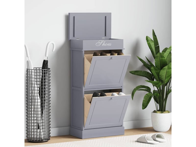  Meuble à chaussure, armoire à chaussures gris 50x28x98 cm bois de paulownia shl9754  - Conforama B
