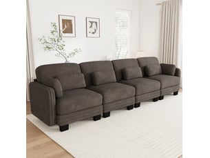 Canapé droit compressé fixe MODFU  4 places Tissu marron