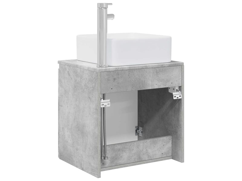 Vanité de lavabo mural, meuble de rangement gris béton 53x35x63 cm - Conforama E