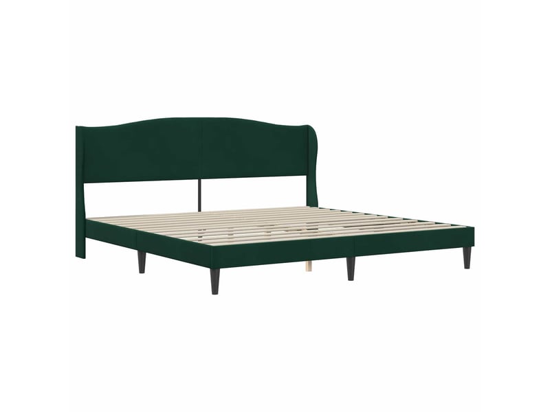 Lit double- lit adulte - cadre de lit avec tête de lit vert foncé 200 x 200 cm velours - Conforama B