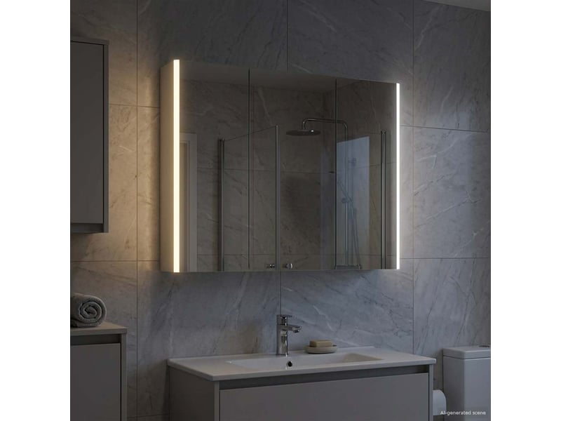  Armoire miroir salle de bain, meuble de rangement blanc 103.5x15.5x70 cm  - Conforama D
