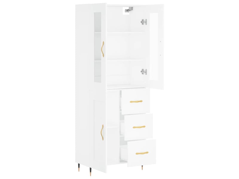  Buffet haut - bahut - meuble de rangement blanc 69,5x34x180 cm bois d'ingénierie  - Conforama D