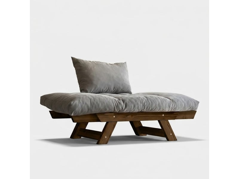  Canapé-lit elara en bois et lin imperméable - noyer  - Conforama D