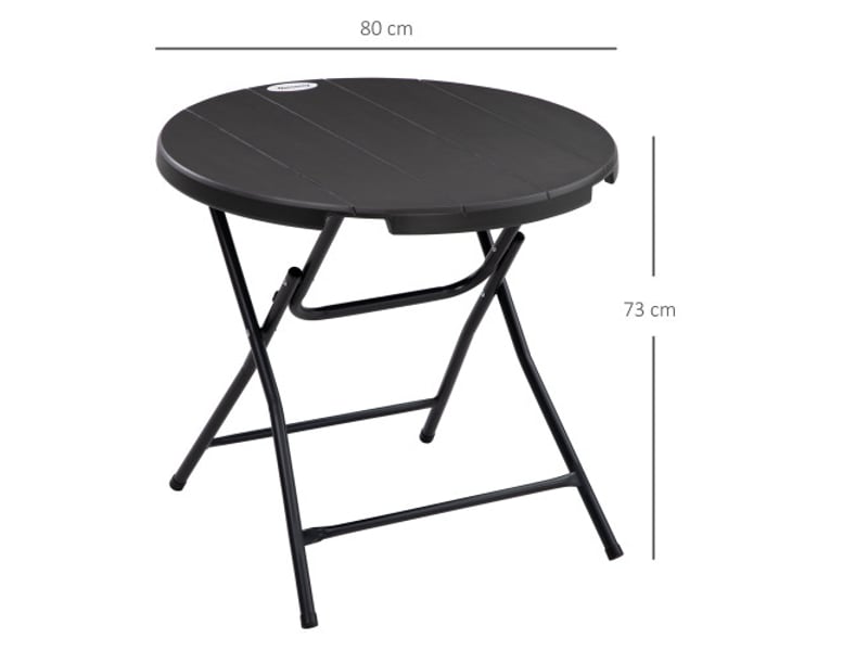  Table de jardin pliante ronde ø80 cm, 4 personnes, effet bois, gris foncé, balcon et terrasse  - Conforama C