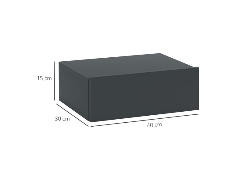  Table de chevet murale moderne avec tiroir, en bois, 40 x 30 x 15 cm, noire  - Conforama E