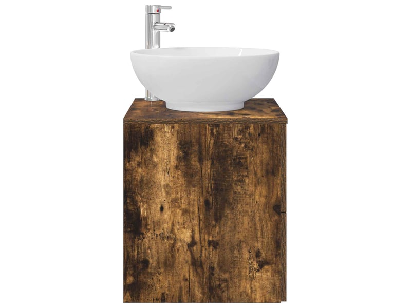  Vanité de lavabo mural, meuble de rangement chêne fumé 49.5x44.5x66.5 cm  - Conforama D