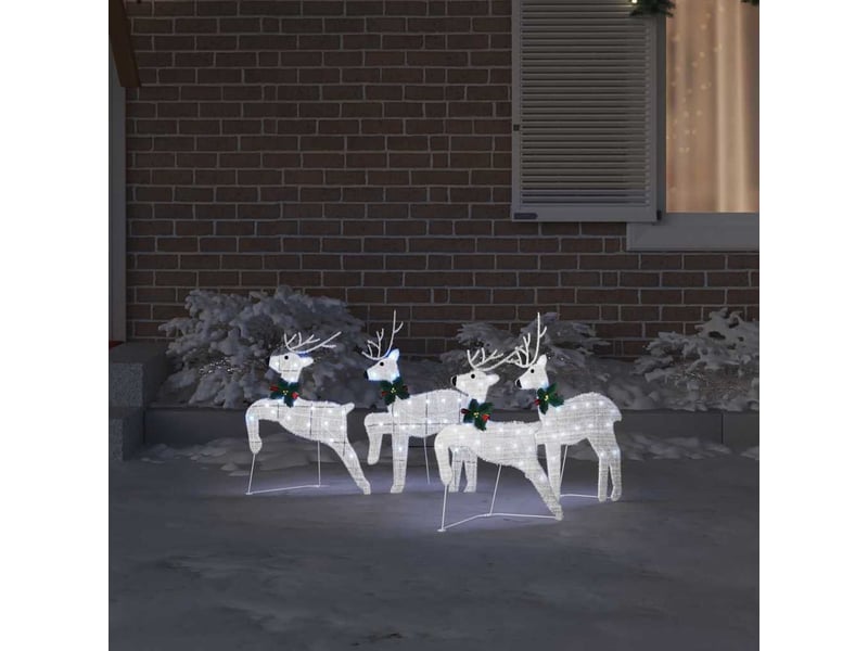 Lot de 4 rennes led, éclairage de noël, décoration de noël argenté 45 x 19 x 65 cm tissu cf62085 - Conforama C